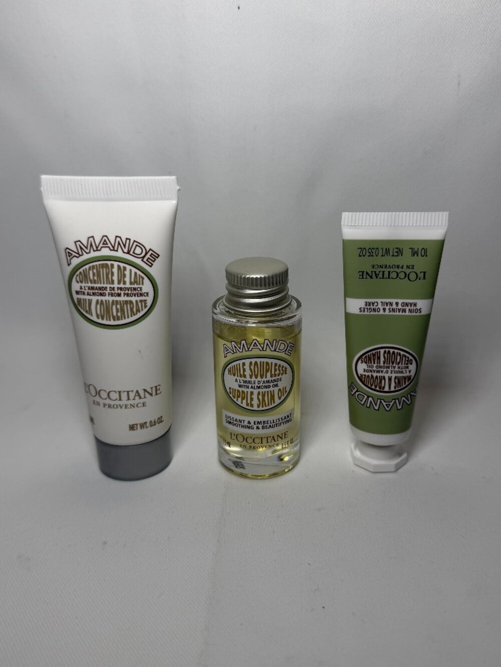 L'Occitane Amande Travel Set Milk Concentrate Supple Skin Oil Delicious Hands